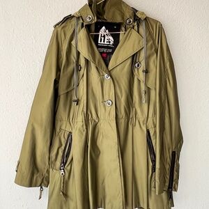 G.E.T. Olive Green Utility Trench Coat with Hood